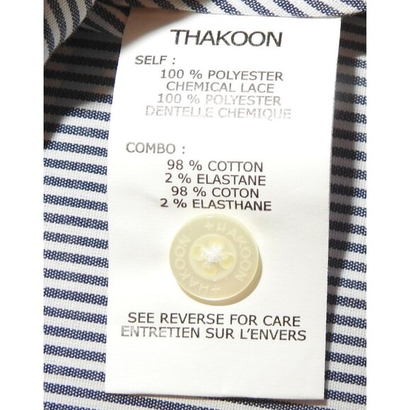 Thakoon Addition Striped Sleeveless Shirt Dress Floral Lace Overlay Women's 8 - Picture 3 of 6